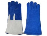 blue&grey cow leather glove