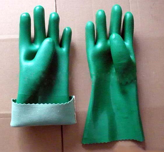 green PVC glove