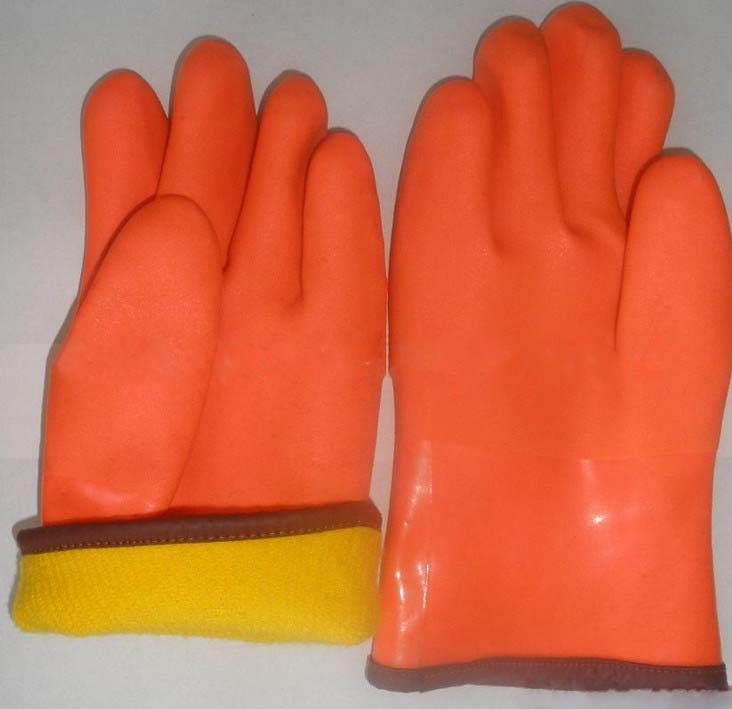 PVC glove with cotton lined