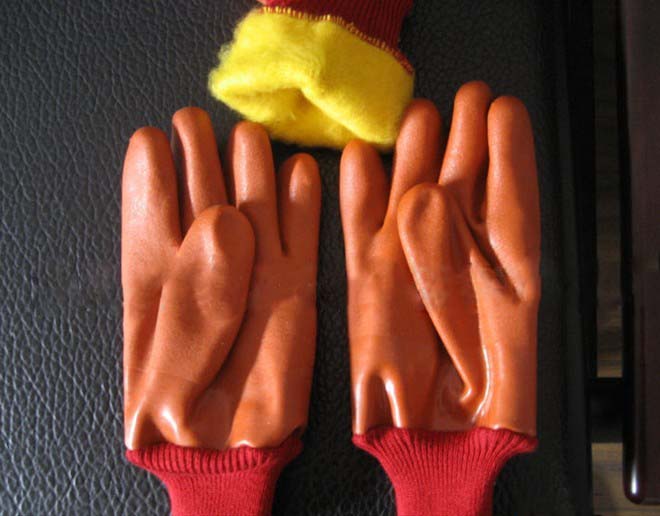 PVC glove with knit cuff
