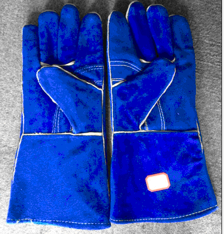 blue  one piece leather glove