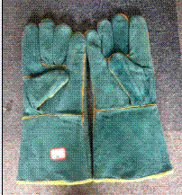 green leather glove yello welt